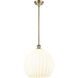 Ballston White Venetian 1 Light 13.75 inch Antique Brass Stem Hung Pendant Ceiling Light