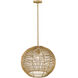 Berkshire 1 Light 19.25 inch Tan Metal with Camel Rattan Pendant Ceiling Light