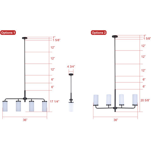 Malloy 4 Light 23.25 inch Matte Black Chandelier Ceiling Light