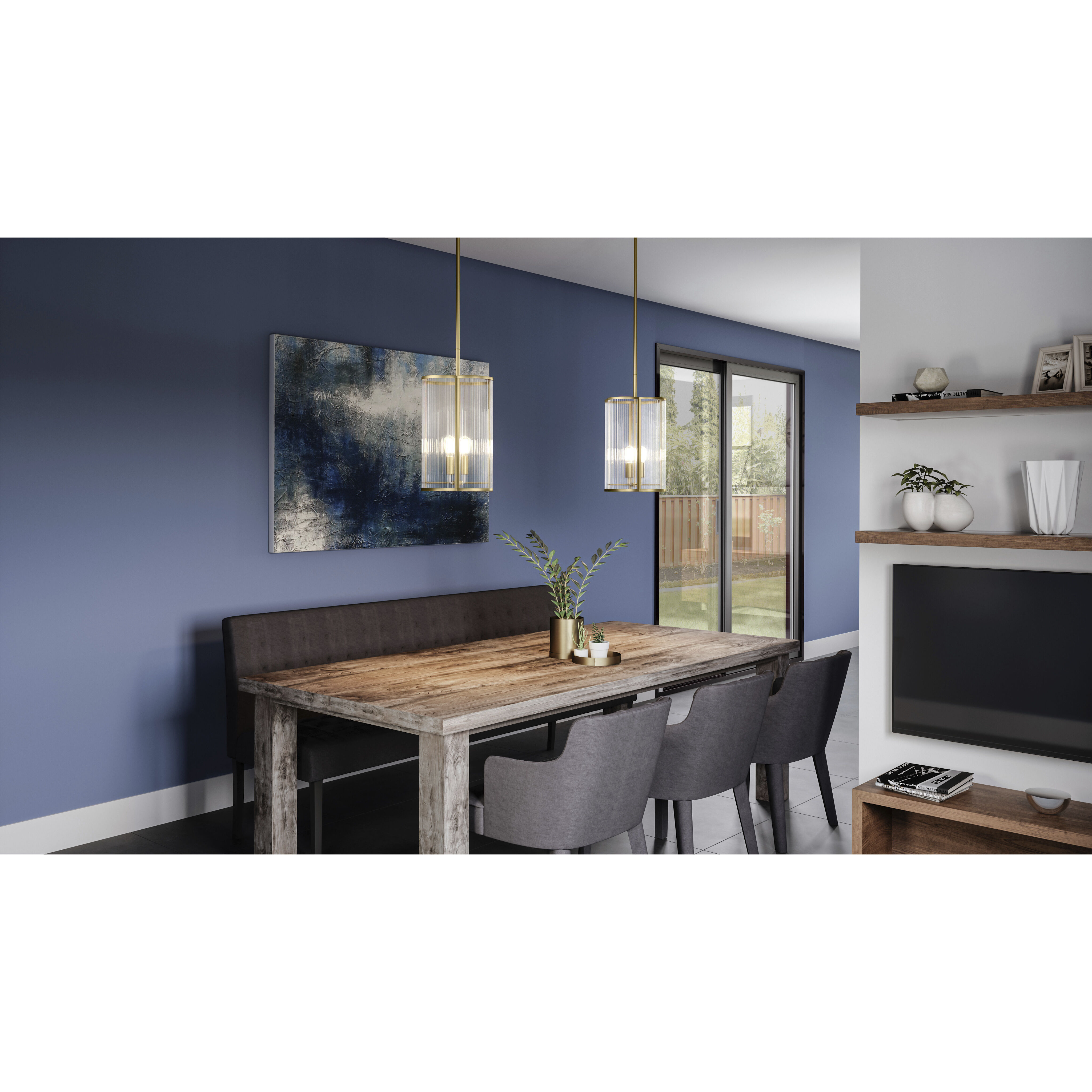 Aster 4 Light 12 inch Weathered Brass Mini Pendant Ceiling Light, Small