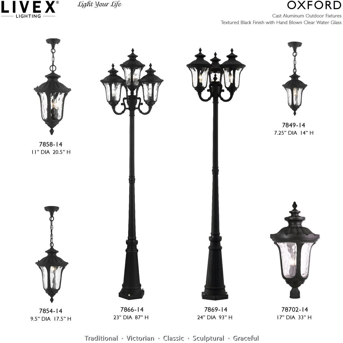 Oxford 4 Light 93 inch Textured Black Outdoor Post Light 