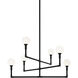Candlestix 6 Light 37.88 inch Black Chandelier Ceiling Light in Black and Opal Glass