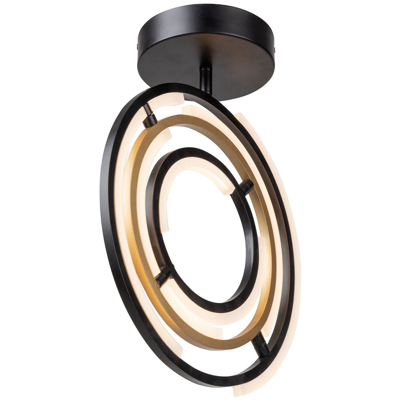 Trilogy LED 15 inch Black and Brass Semi-Flush Mount Ceiling Light