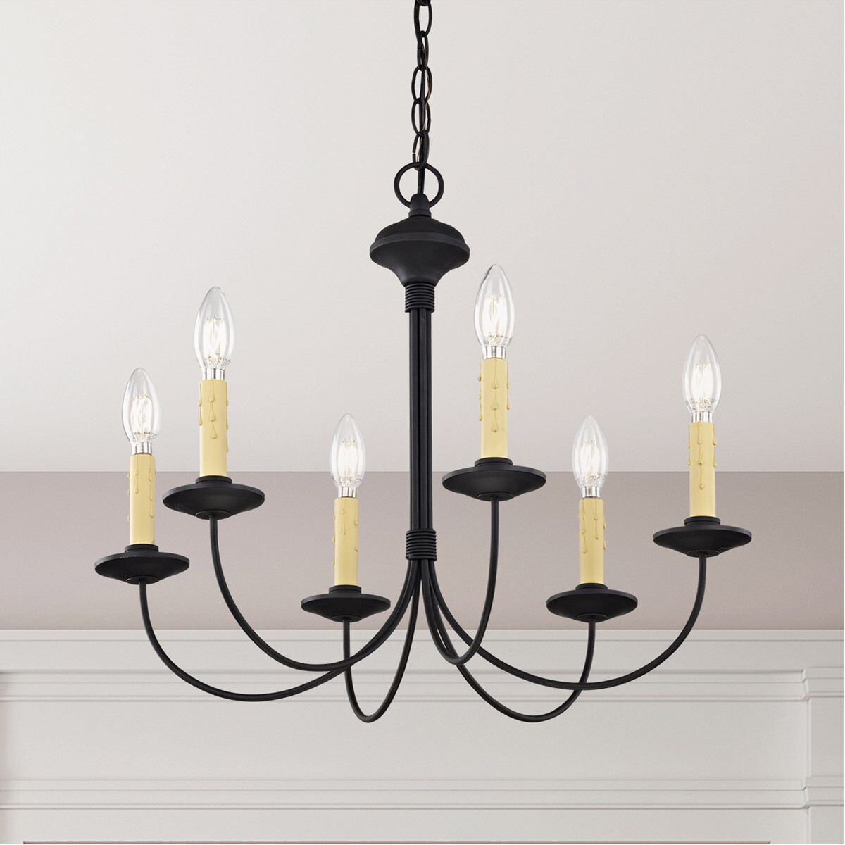 Heritage 6 Light 23 inch Black Chandelier Ceiling Light