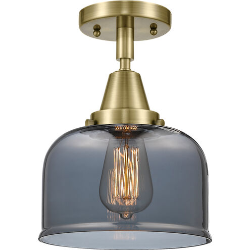 Franklin Restoration X-Large Bell 1 Light 12 inch Antique Brass Flush Mount Ceiling Light in Plated Smoke Glass