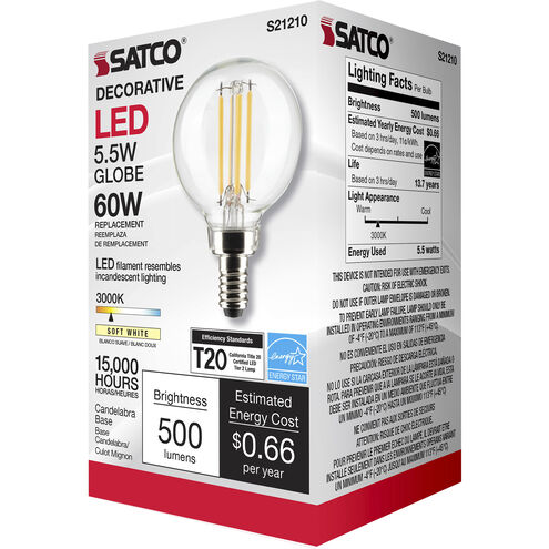 Lumos LED Candelabra Candelabra 5.50 watt 3000K LED Filament