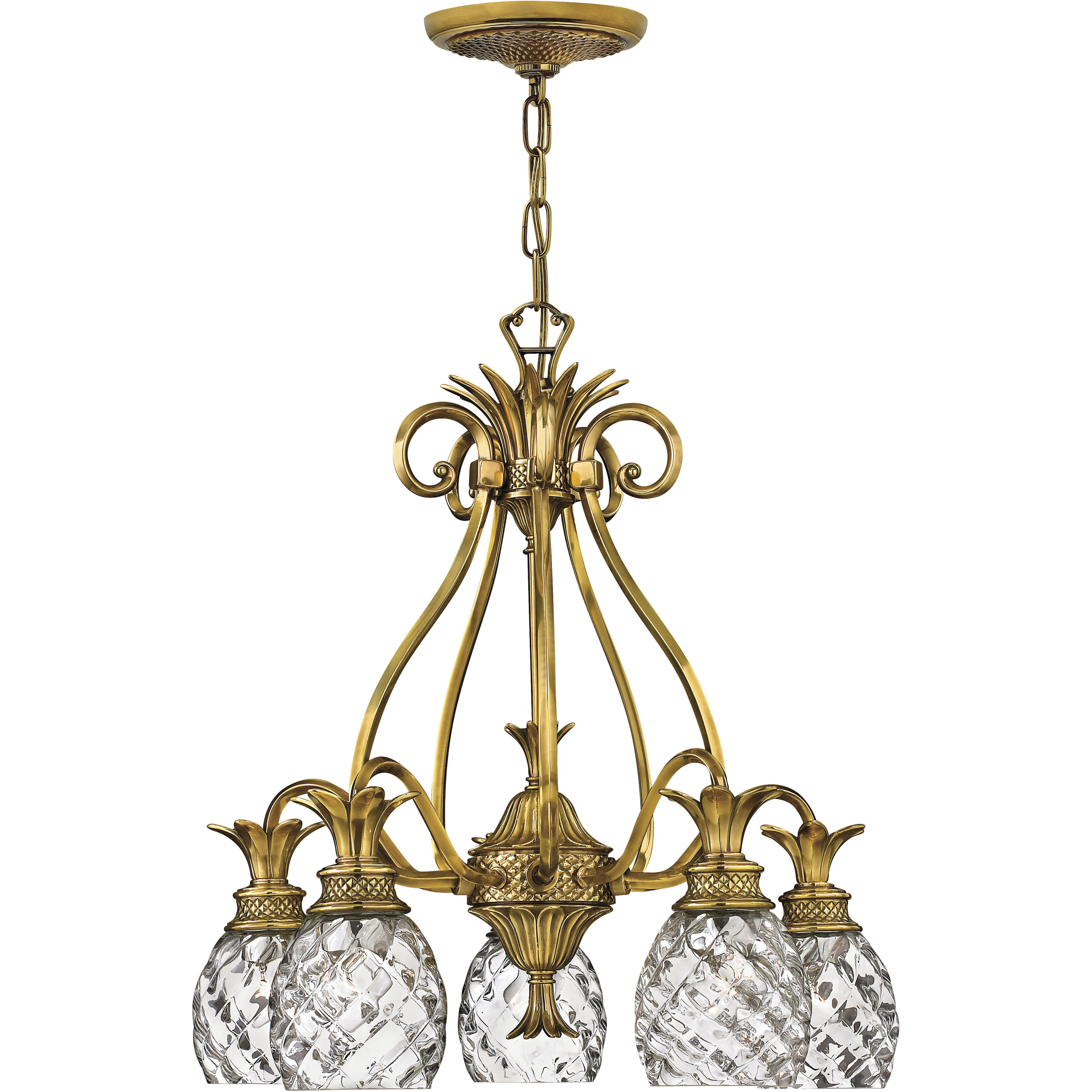 Plantation 5 Light 22.25 inch Burnished Brass Indoor Chandelier Ceiling Light
