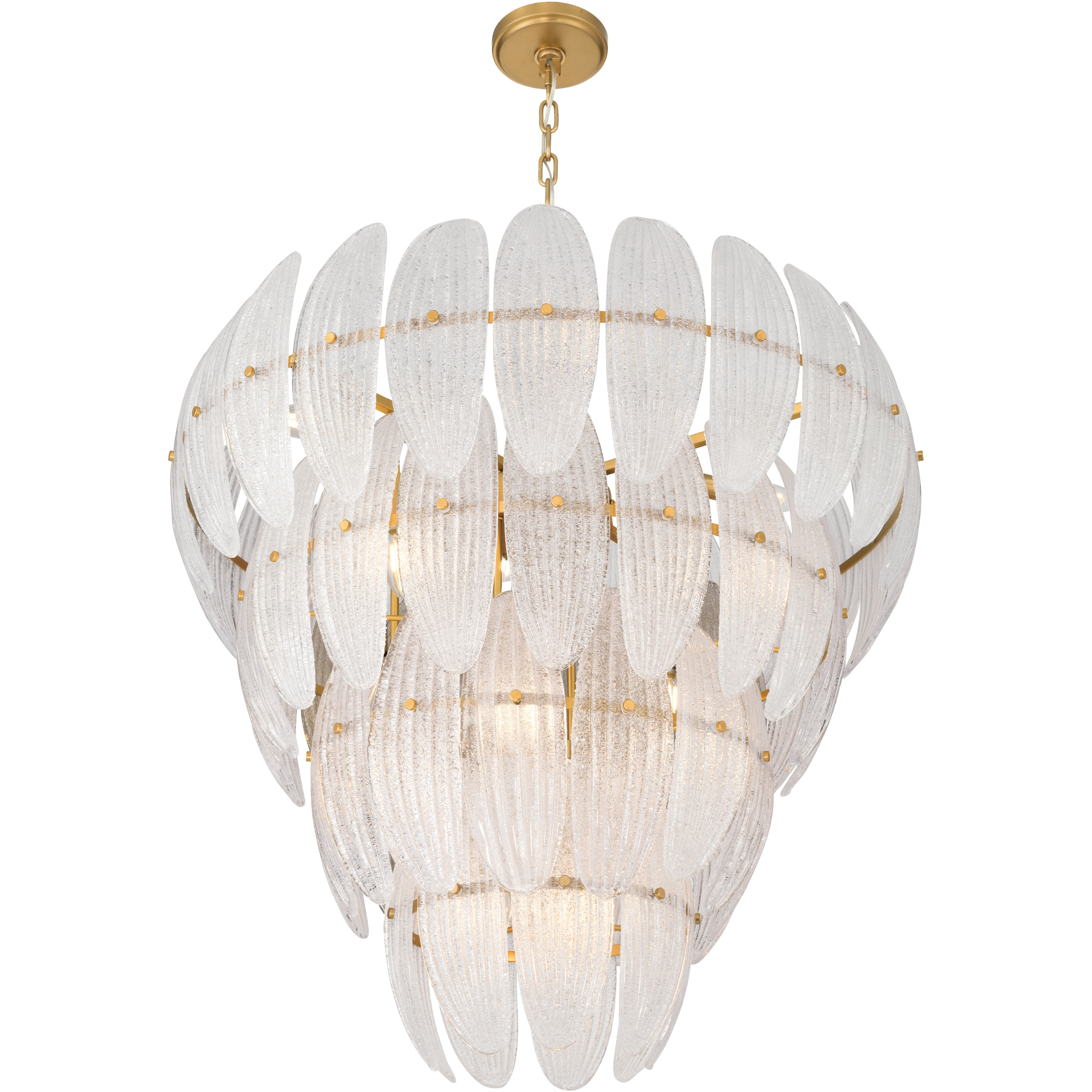 Marclaire 15 Light 32.75 inch Legacy Brass Pendant Ceiling Light in Clear Textured Handmade Glass