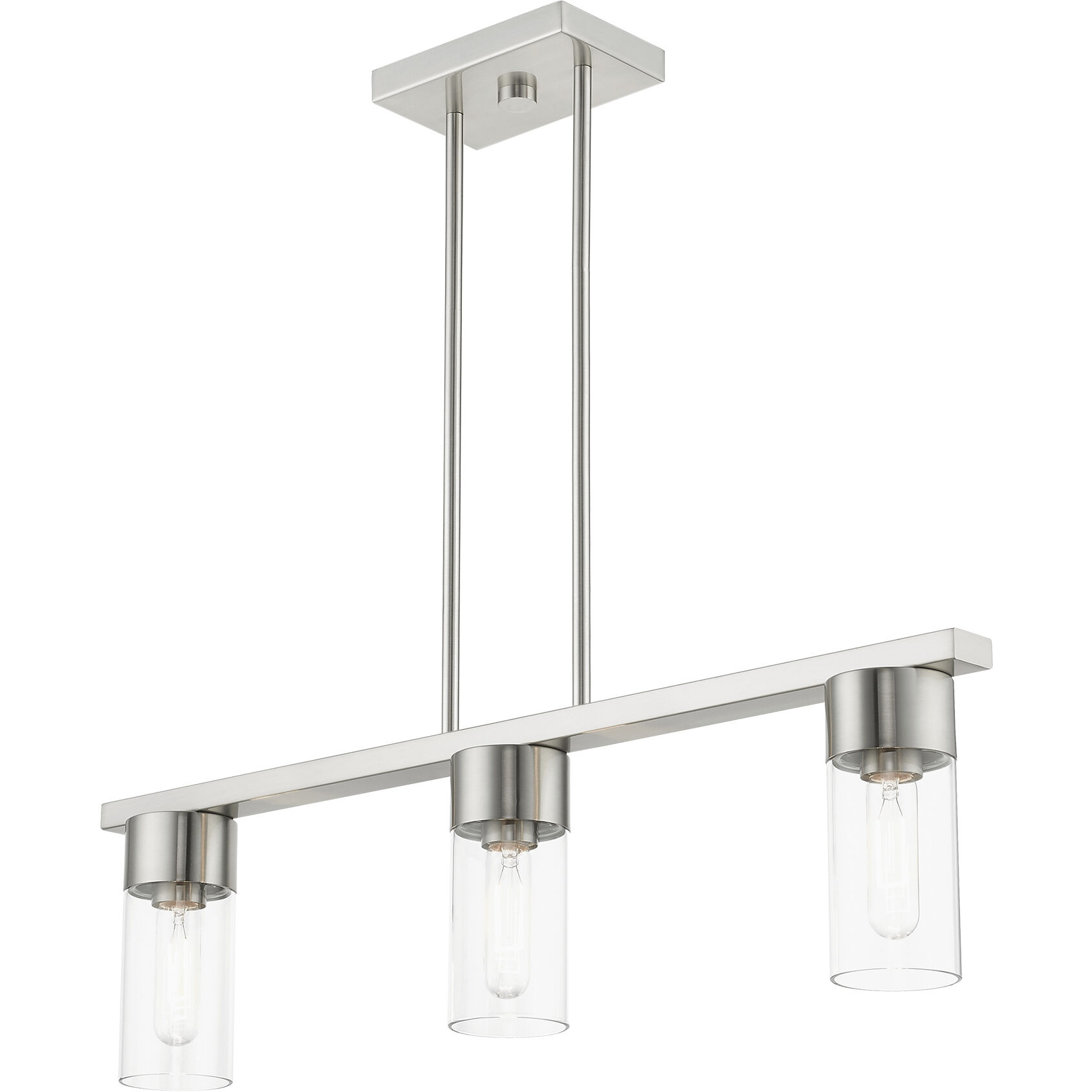 Carson 3 Light 30 inch Brushed Nickel Linear Chandelier Ceiling Light