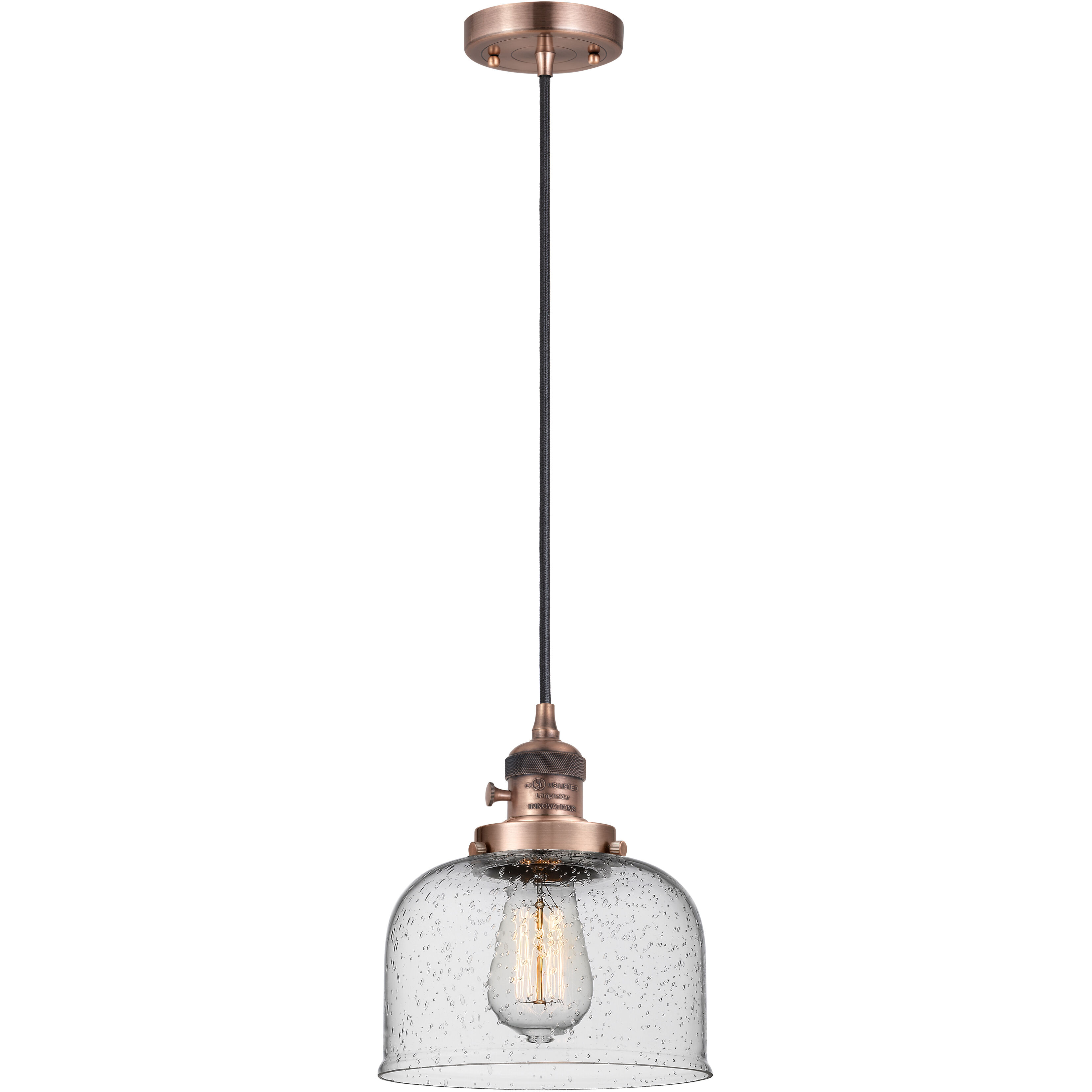 Franklin Restoration Bell LED 8 inch Antique Copper Mini Pendant Ceiling Light in Seedy