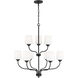 Windom 9 Light 28 inch Midnight Black Chandelier Ceiling Light