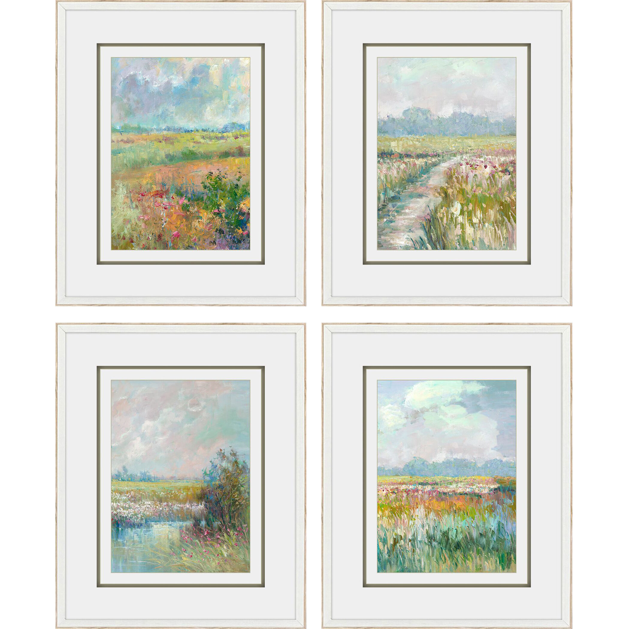 Colors of Spring Green and Blue and Orange and Pink Framed Art