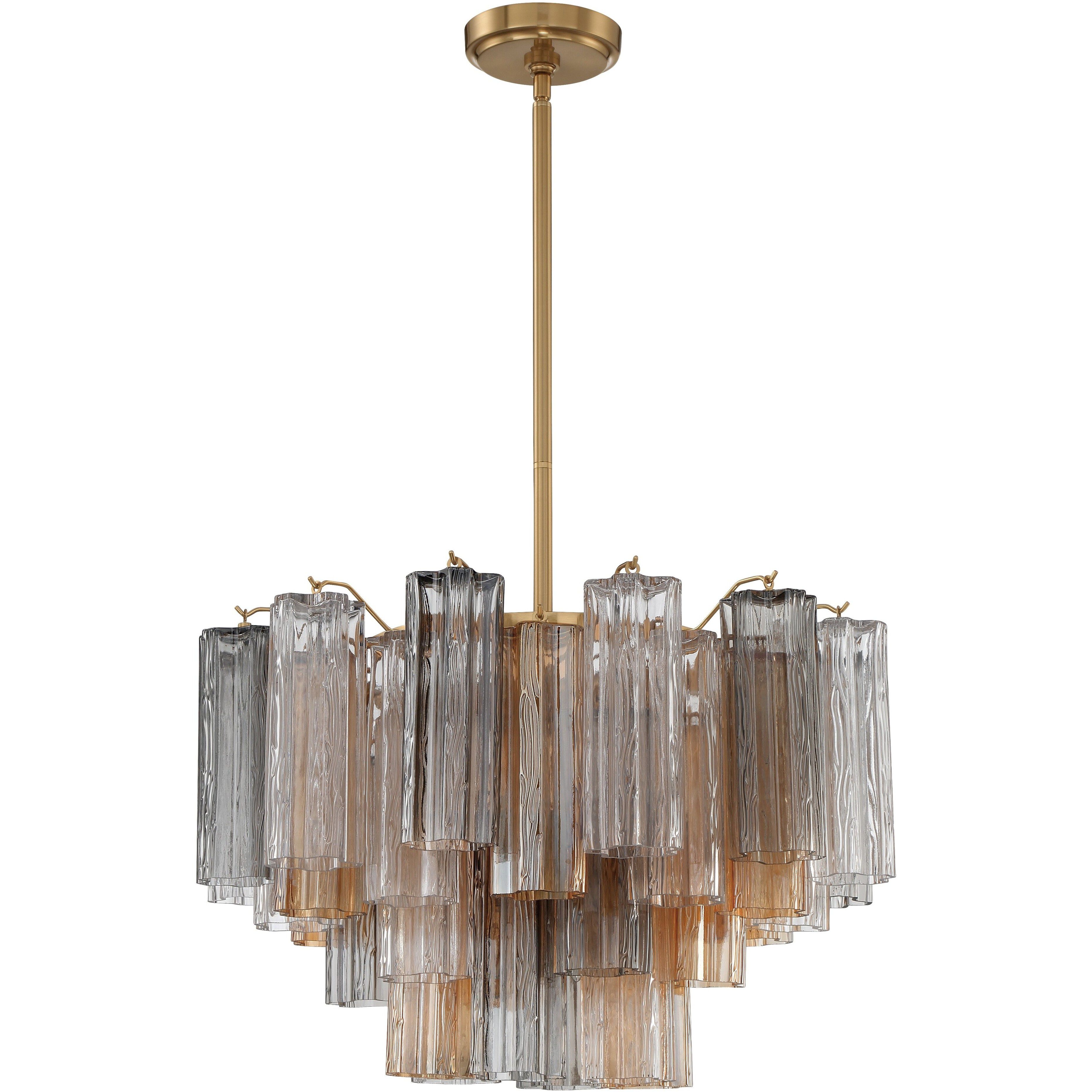 Addis 9 Light 22 inch Aged Brass Chandelier Ceiling Light in Tronchi Glass Autumn