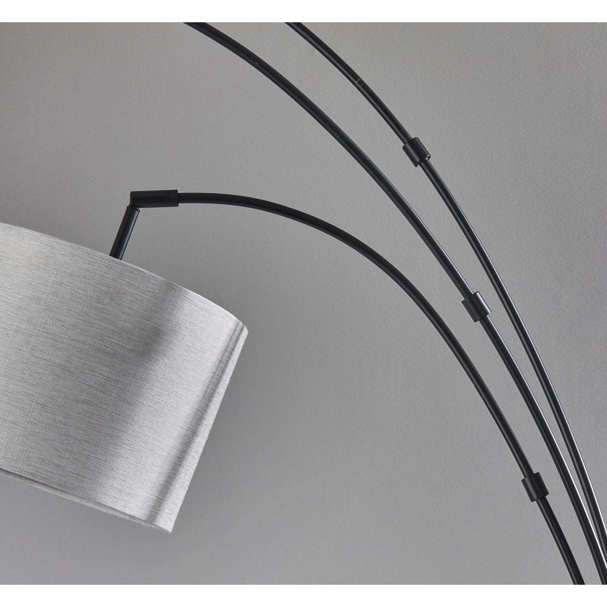 Bowery 82 inch 60 watt Black Arc Floor Lamp Portable Light in Taupe Textured Fabric