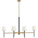 Saunders 6 Light 45 inch Black with Lacquered Brass Chandelier Ceiling Light