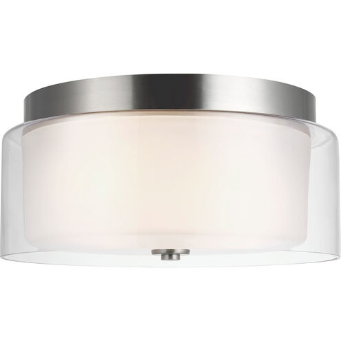 Elmwood Park 2 Light 14 inch Brushed Nickel Flush Mount Ceiling Light