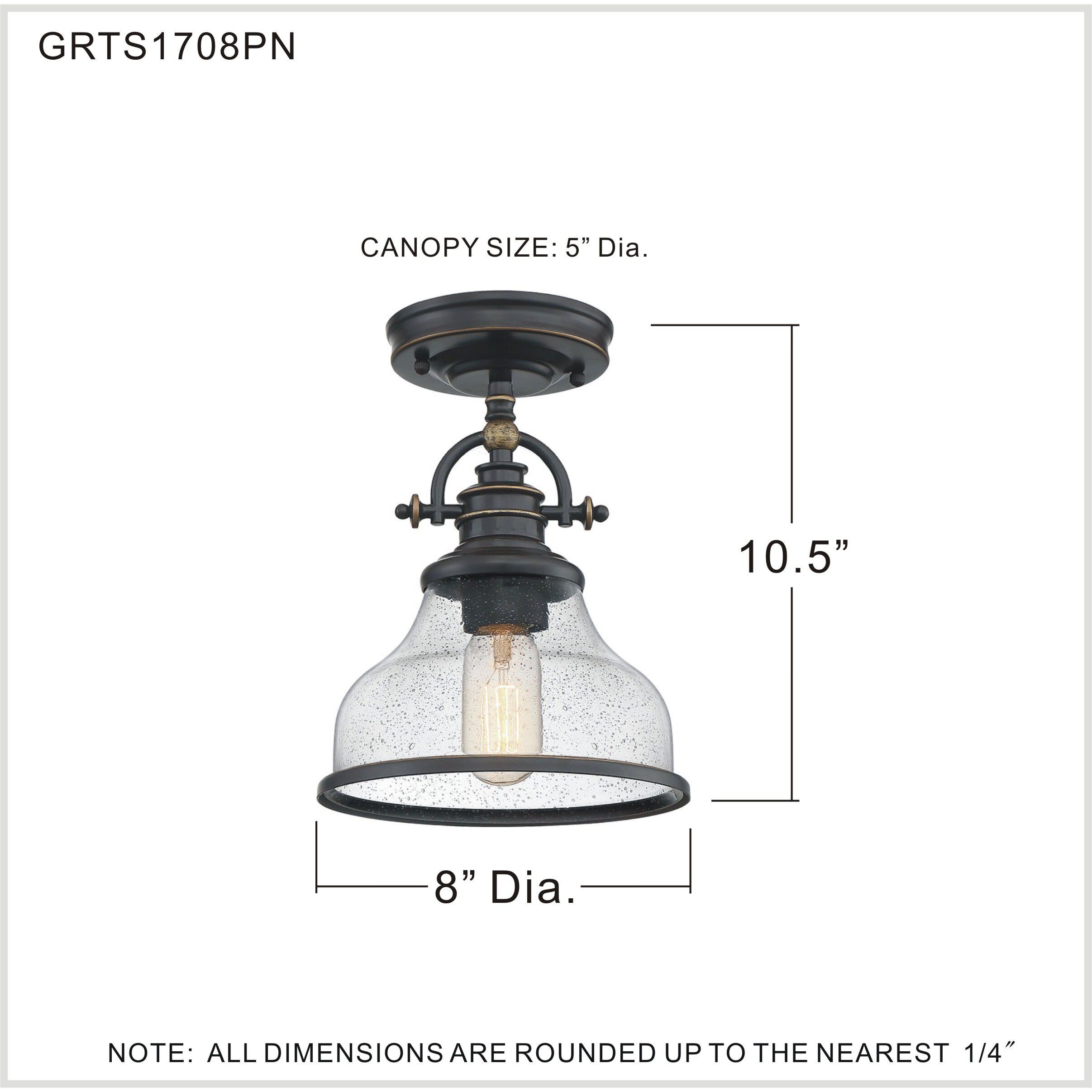 Grant 1 Light 8 inch Palladian Bronze Semi-Flush Mount Ceiling Light