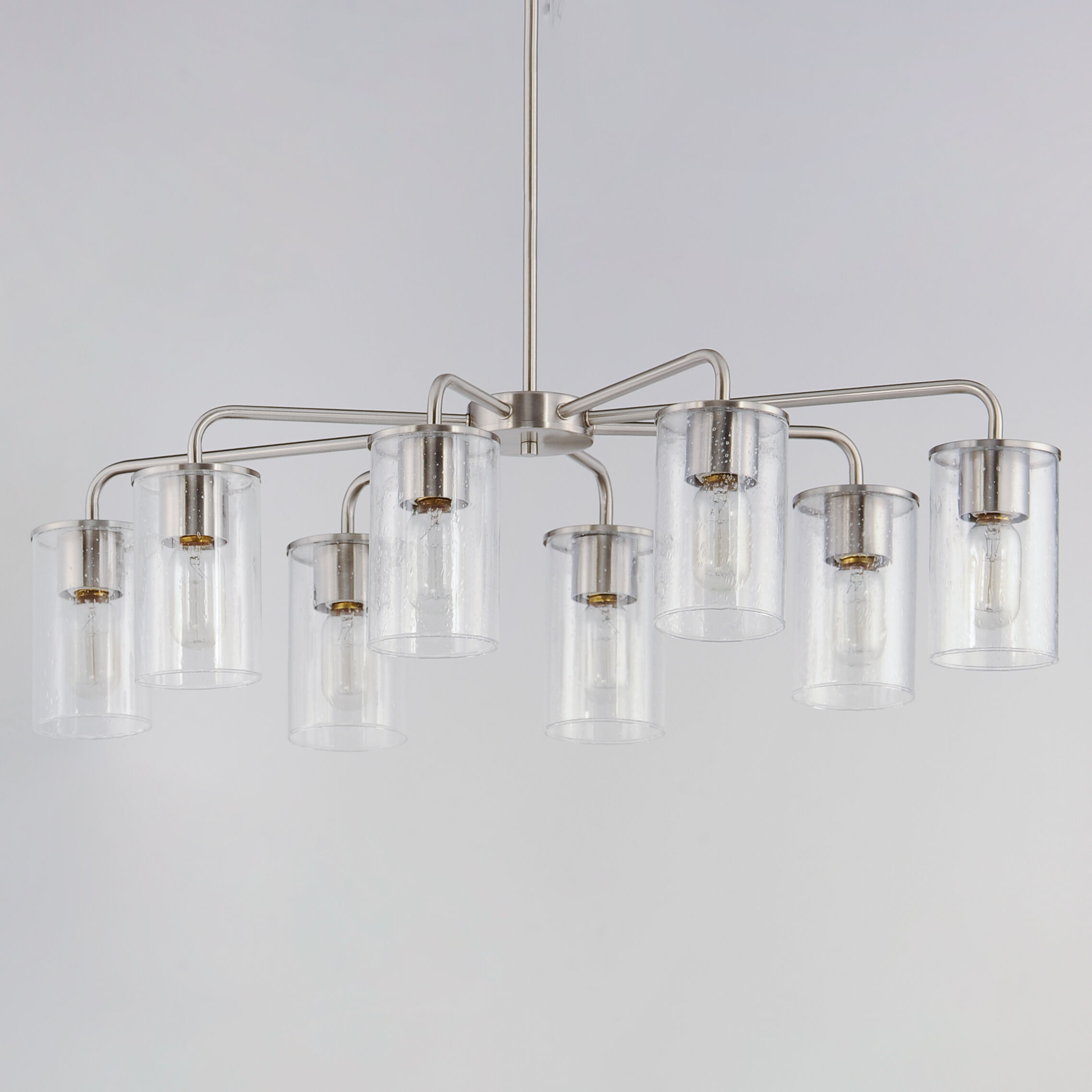 Sleek 8 Light 34 inch Satin Nickel Chandelier Ceiling Light