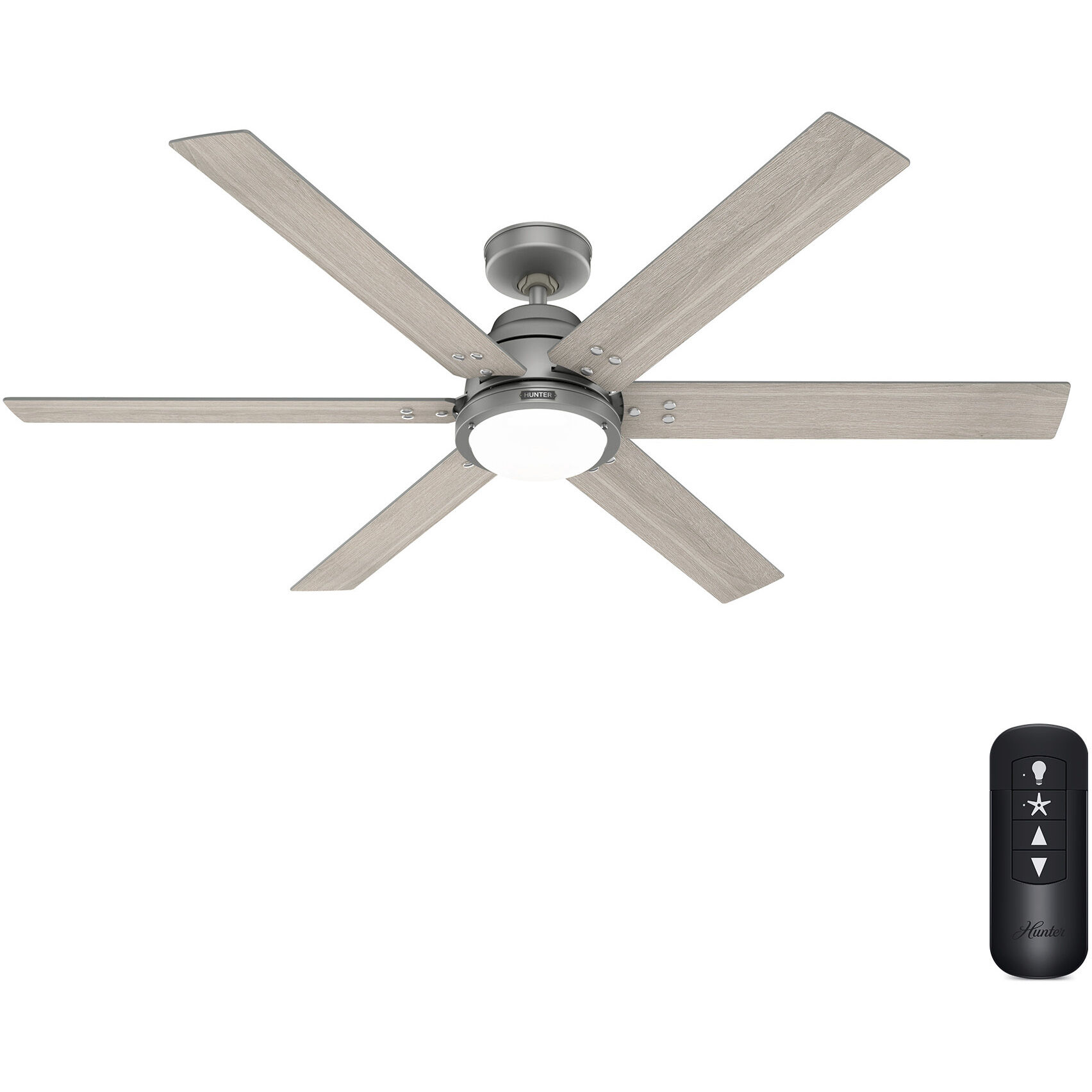 Gravity 60 inch Matte Silver with Light Gray Oak Blades Ceiling Fan