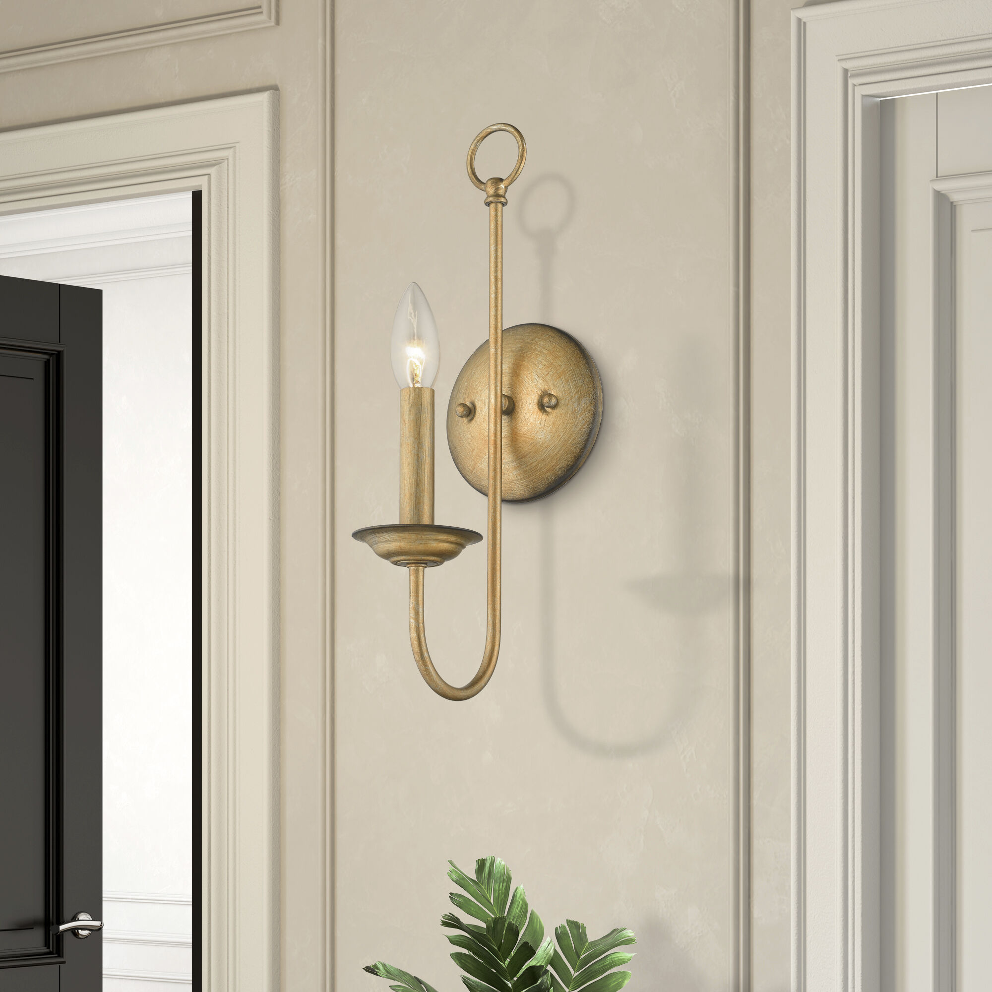 Estate 1 Light 5 inch Antique Gold Leaf Wall Sconce Wall Light, Single