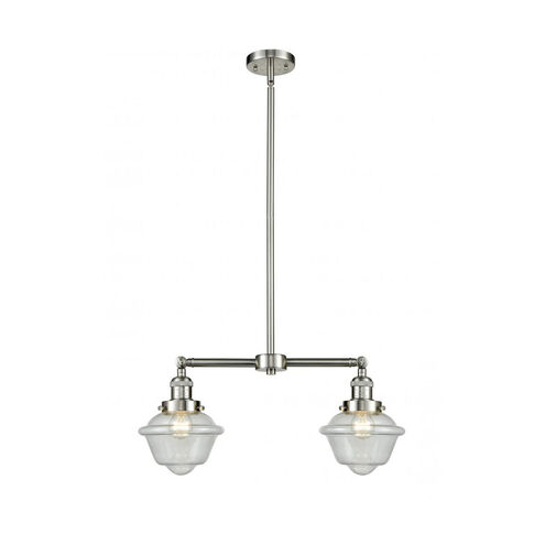Franklin Restoration Small Oxford LED 24 inch Brushed Satin Nickel Chandelier Ceiling Light in Seedy Glass, Franklin Restoration