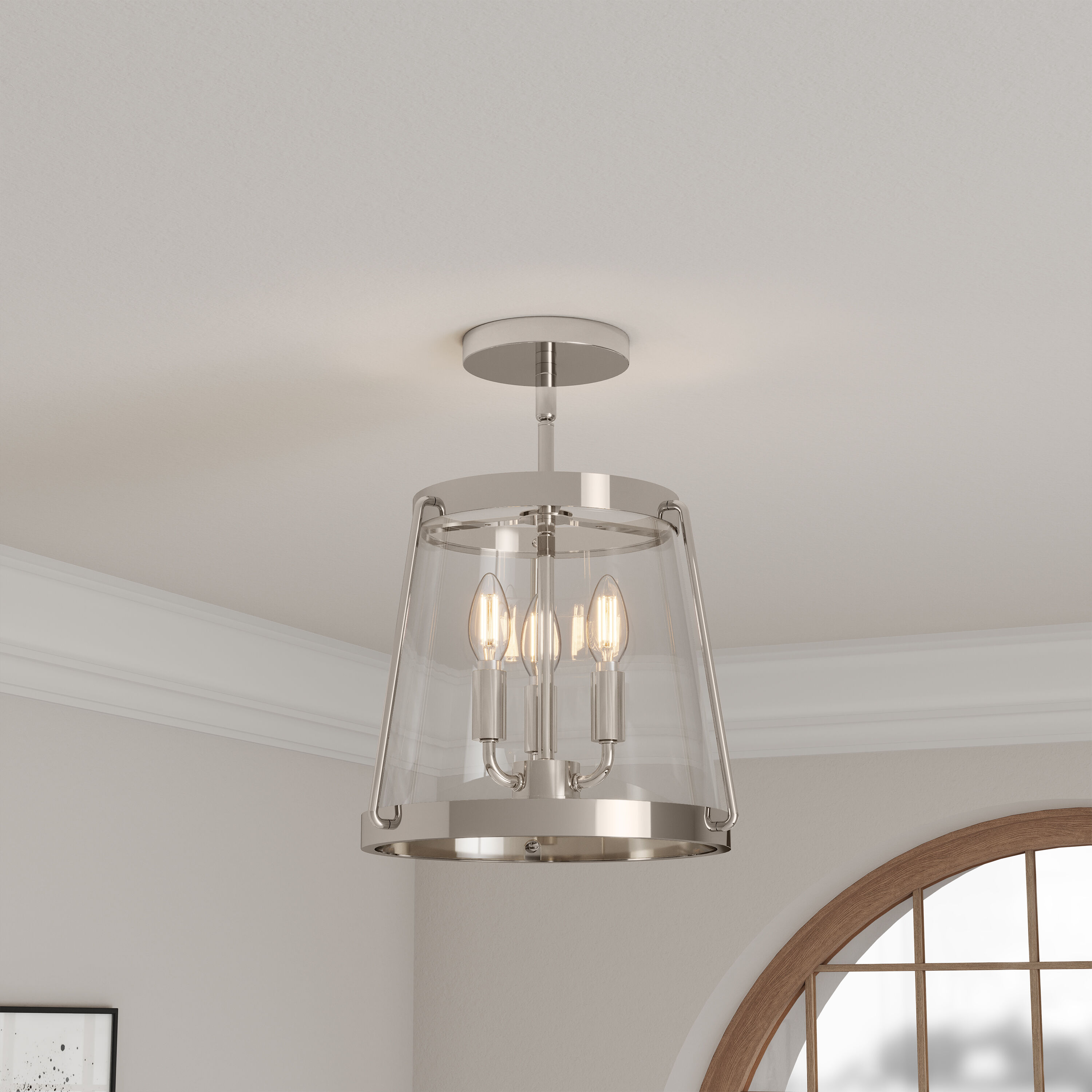 Adabella 3 Light 12.25 inch Polished Nickel Semi-Flush Mount Ceiling Light