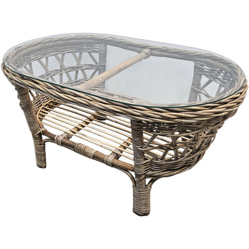 Kubu 37 X 23.2 inch Brown/Clear Coffee Table