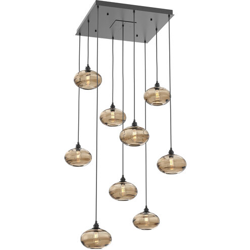 Coppa 9 Light Matte Black Chandelier Ceiling Light, Square Multi-Port