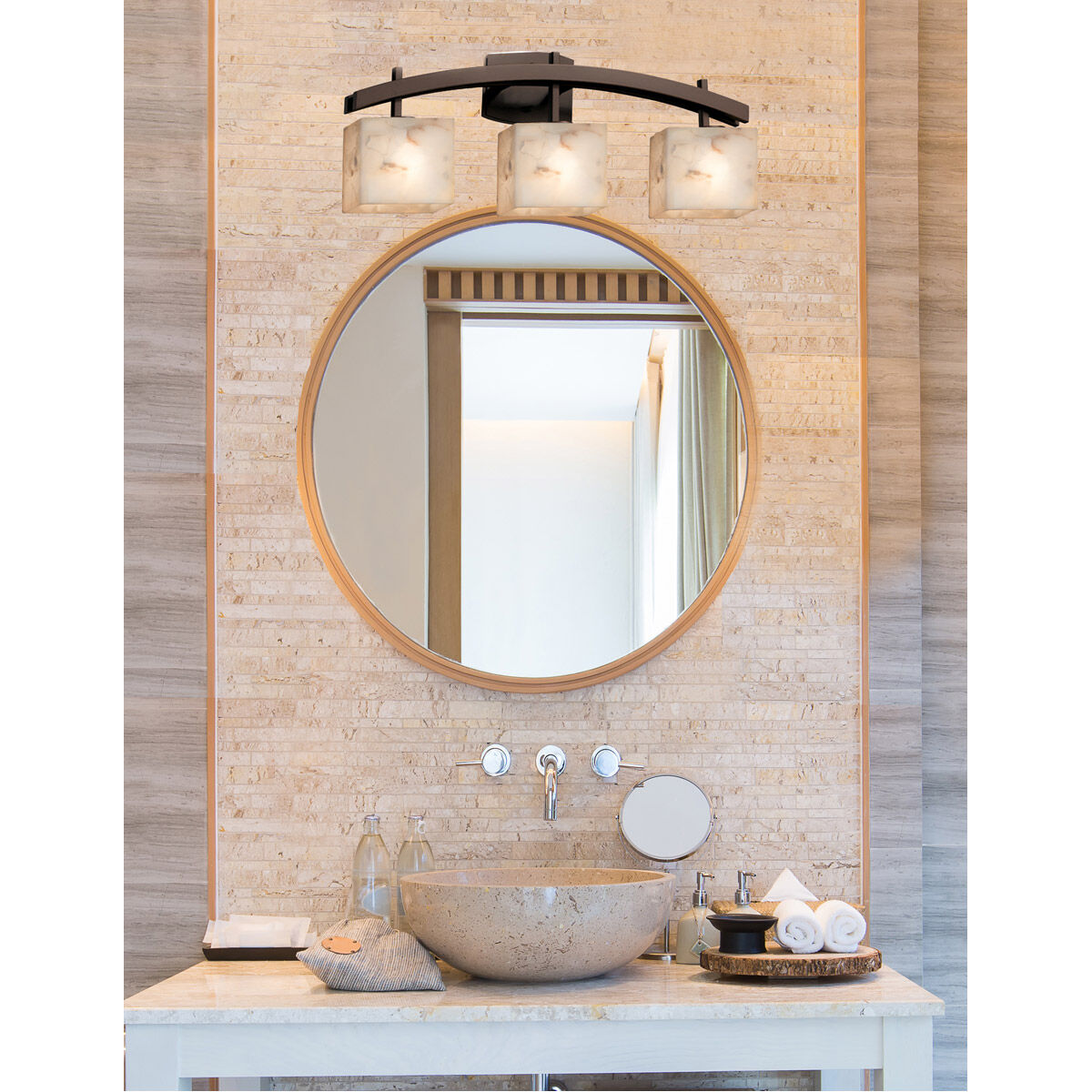 Alabaster Rocks LED 25.5 inch Dark Bronze Vanity Light Wall Light in 2100 Lm LED, Rectangle