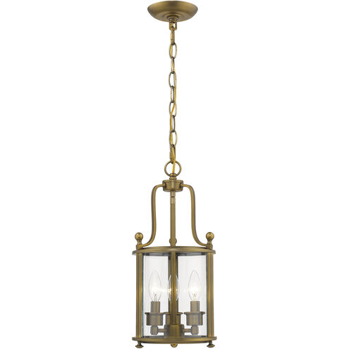 Wyndham 3 Light 8.5 inch Heirloom Brass Chandelier Ceiling Light
