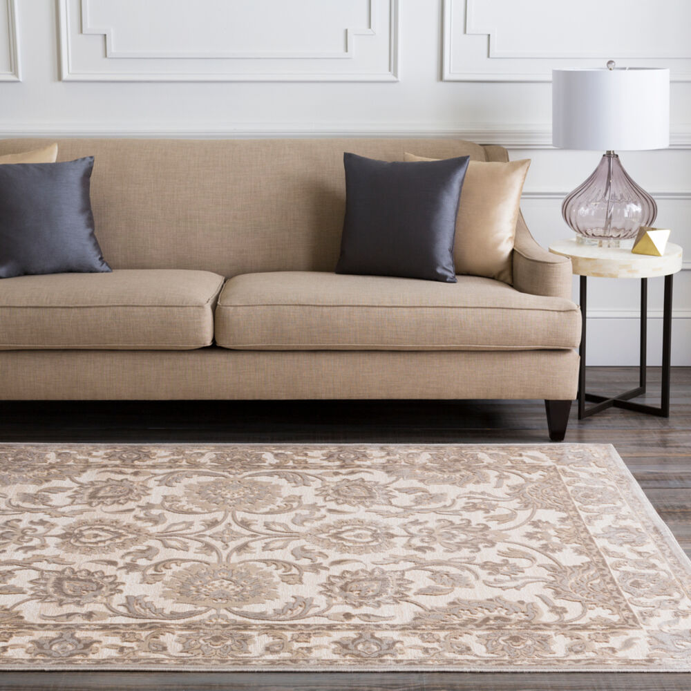 Eusebius 36 X 26 inch Beige/Taupe/Khaki Rugs, Viscose and Chenille
