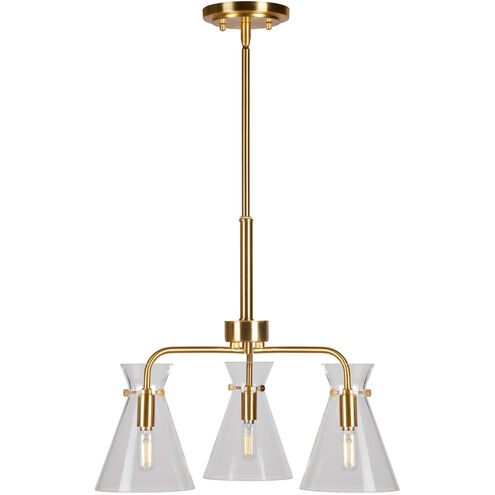 Beaker 3 Light 18 inch Soft Gold Chandelier Ceiling Light