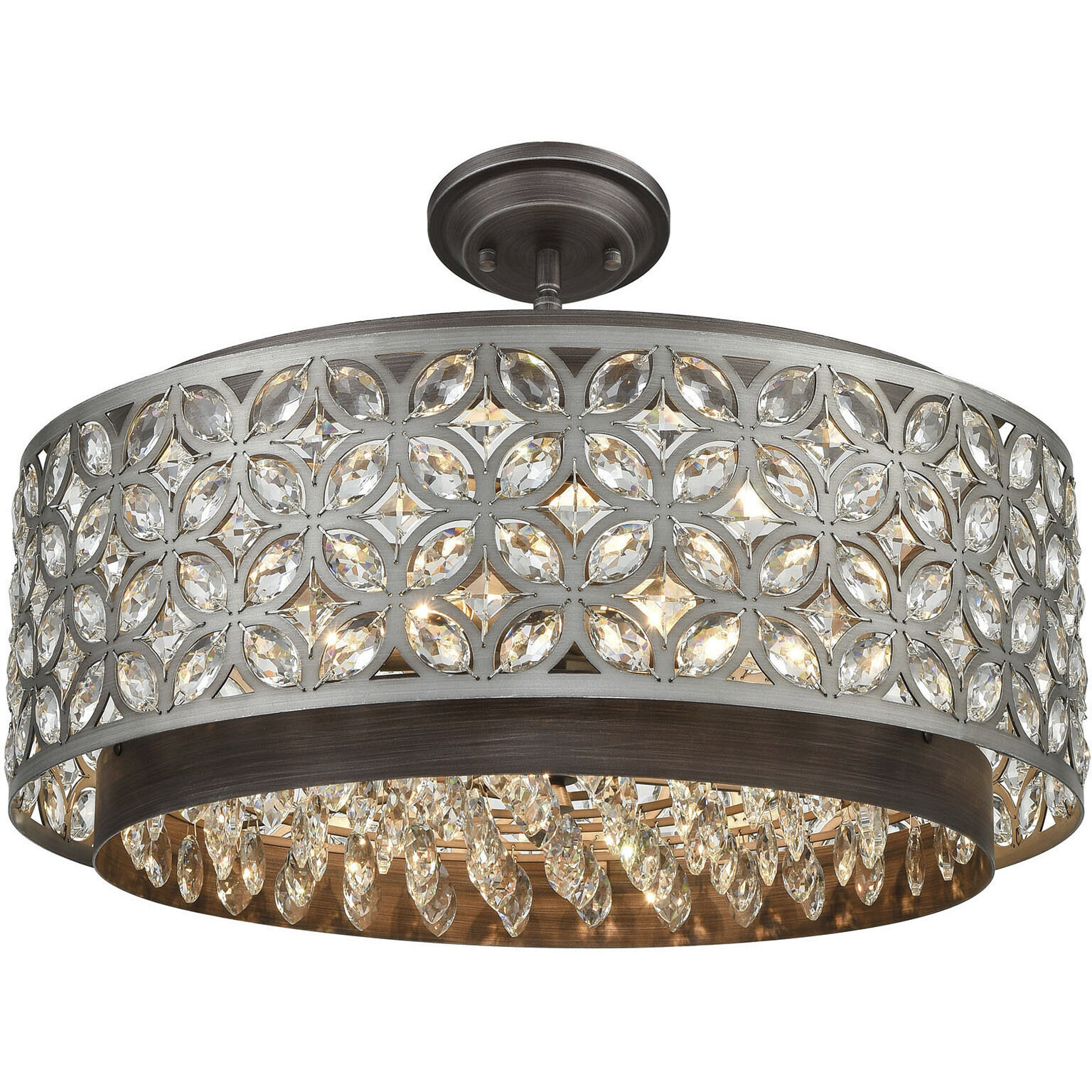 Rosslyn 6 Light 22 inch Weathered Zinc Chandelier Ceiling Light