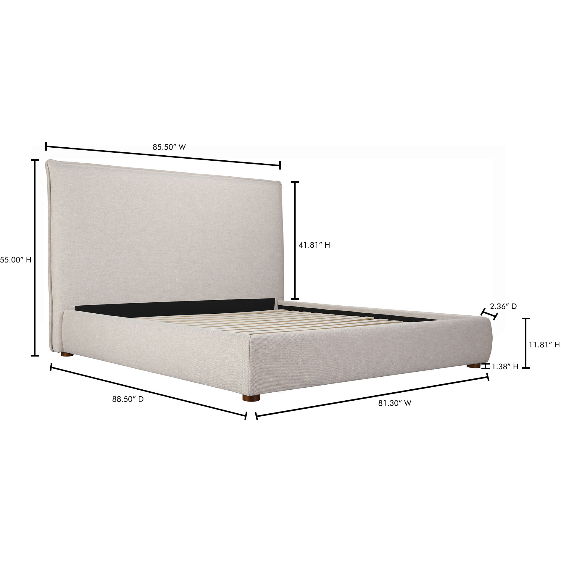 Luzon Wheat Bed in Beige, King Tall Headboard