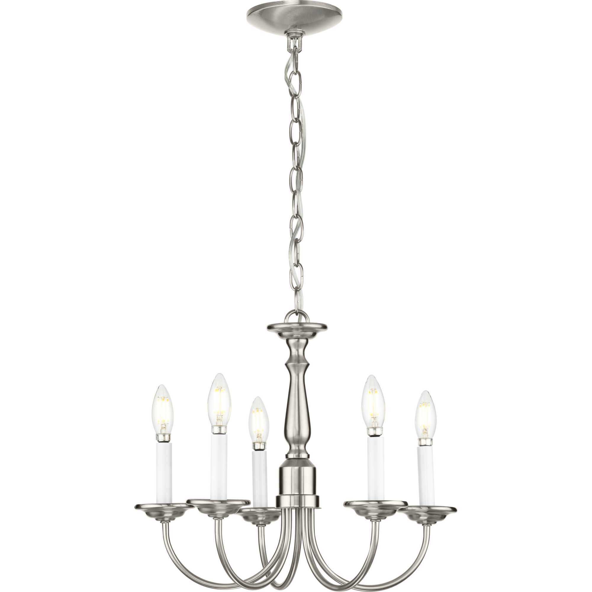 Five Light 5 Light 17.5 inch Brushed Nickel Chandelier Ceiling Light