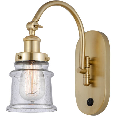 Franklin Restoration Canton LED 6.5 inch Satin Gold Sconce Wall Light in Seedy Glass