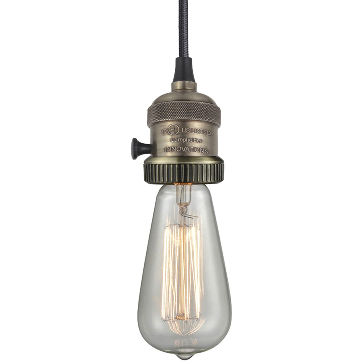 Franklin Restoration Bare Bulb 1 Light 2 inch Black Antique Brass Mini Pendant Ceiling Light in Incandescent