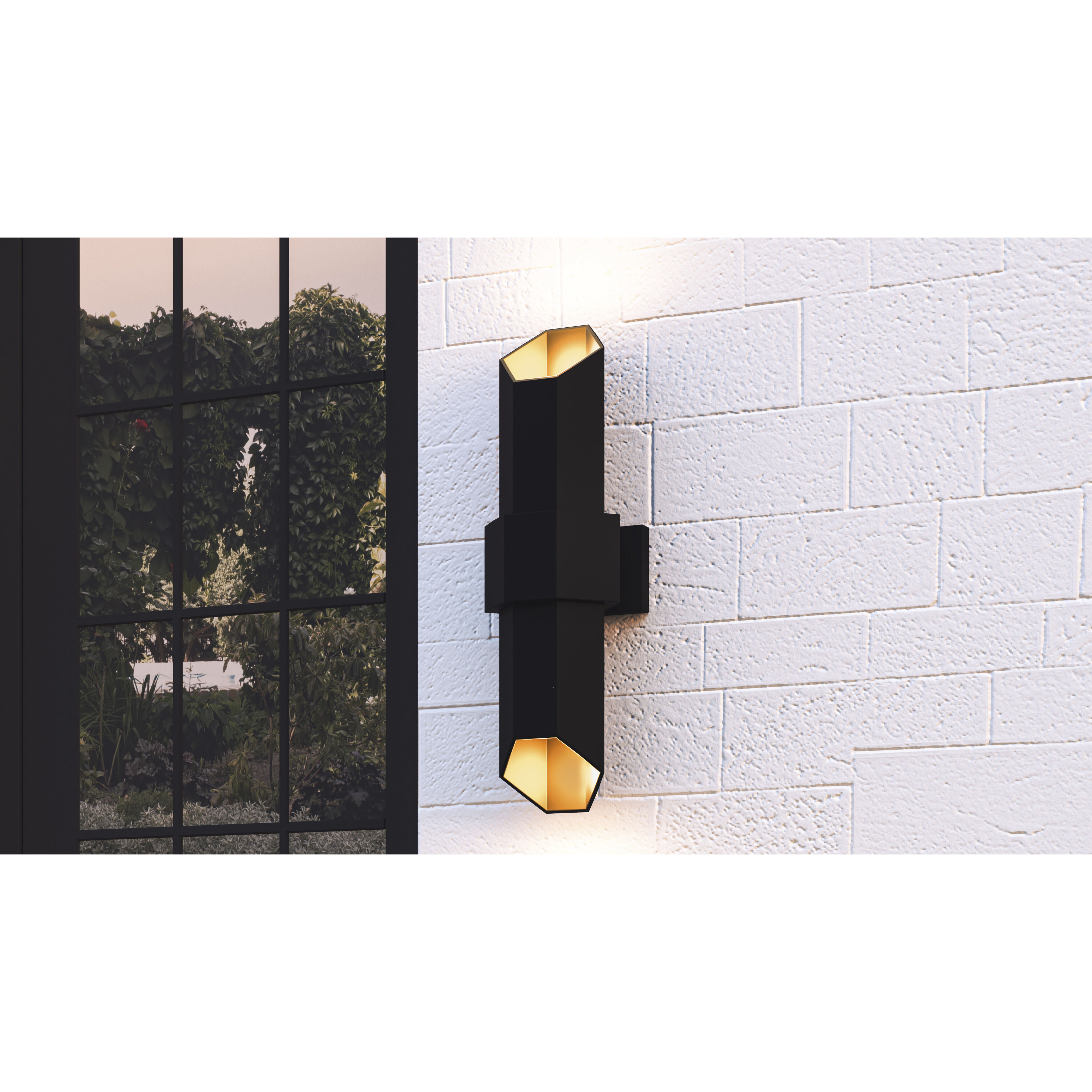 Chasm LED 21 inch Matte Black Gold Outdoor Wall Lantern