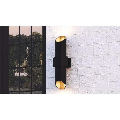 Chasm LED 21 inch Matte Black Gold Outdoor Wall Lantern