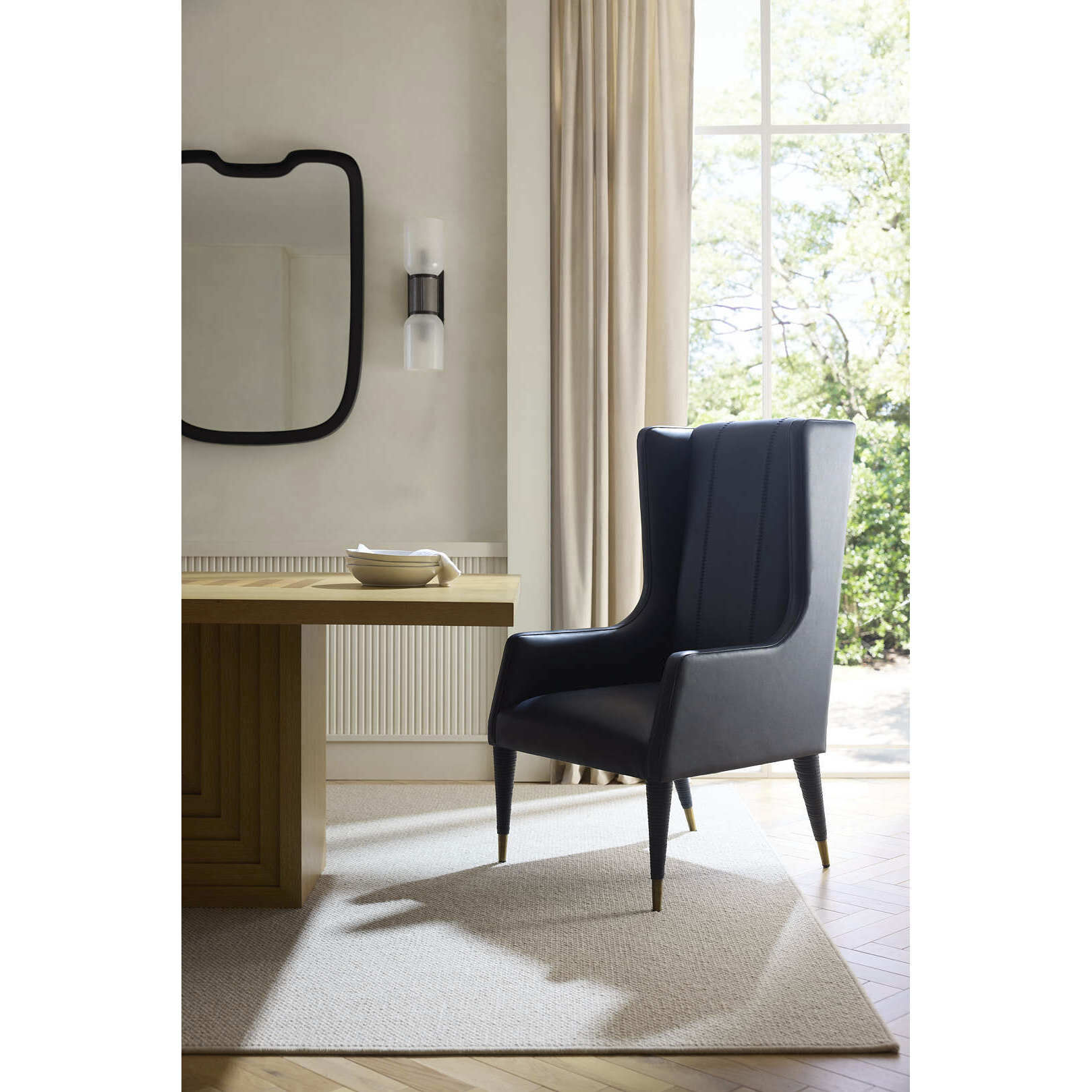Hawthorne Navy and Antique Brass Host Chair