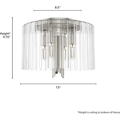 Gatz 4 Light 9.75 inch Brushed Nickel Flush Mount Ceiling Light