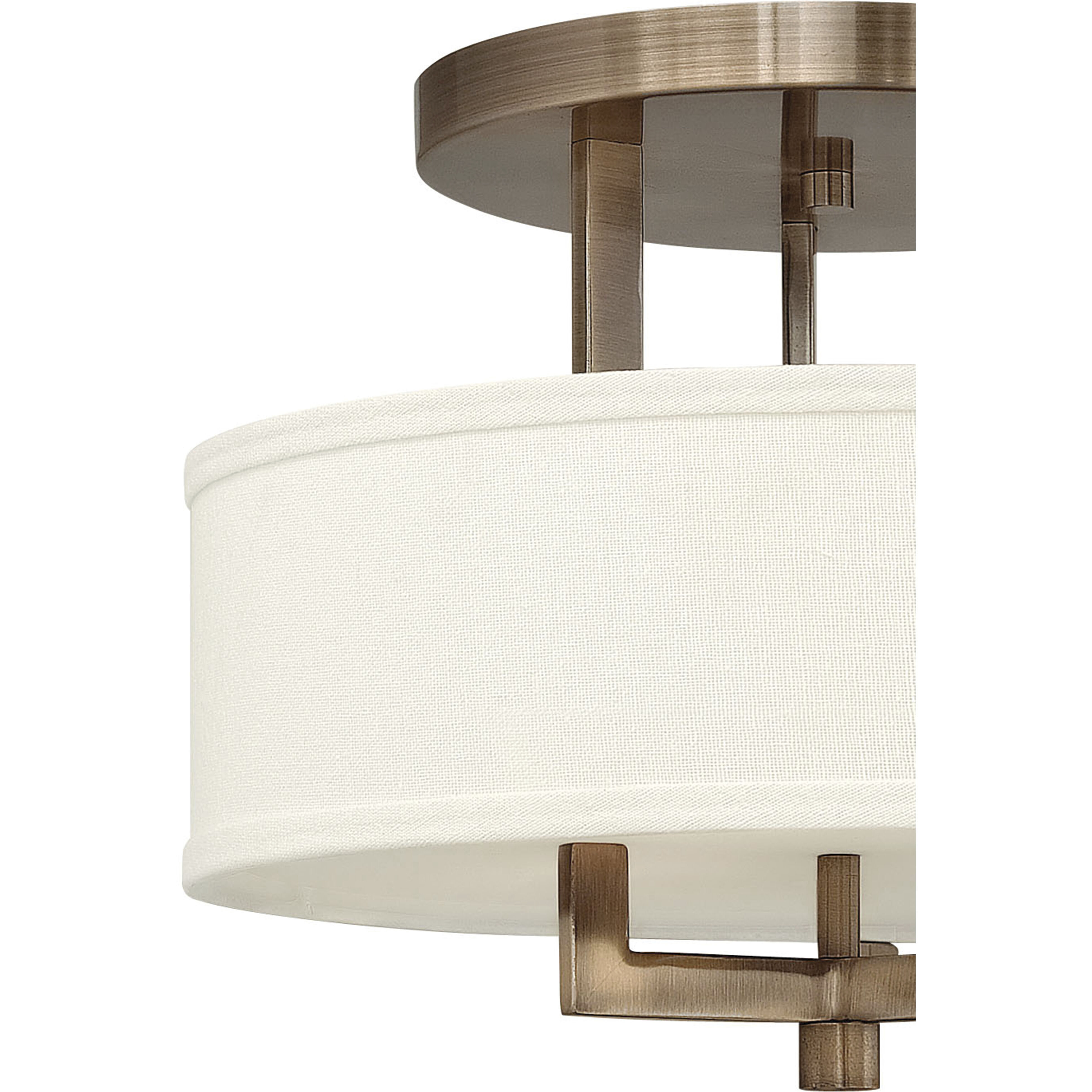 Hampton 3 Light 15 inch Brushed Bronze Indoor Semi-Flush Mount Ceiling Light in Non-LED