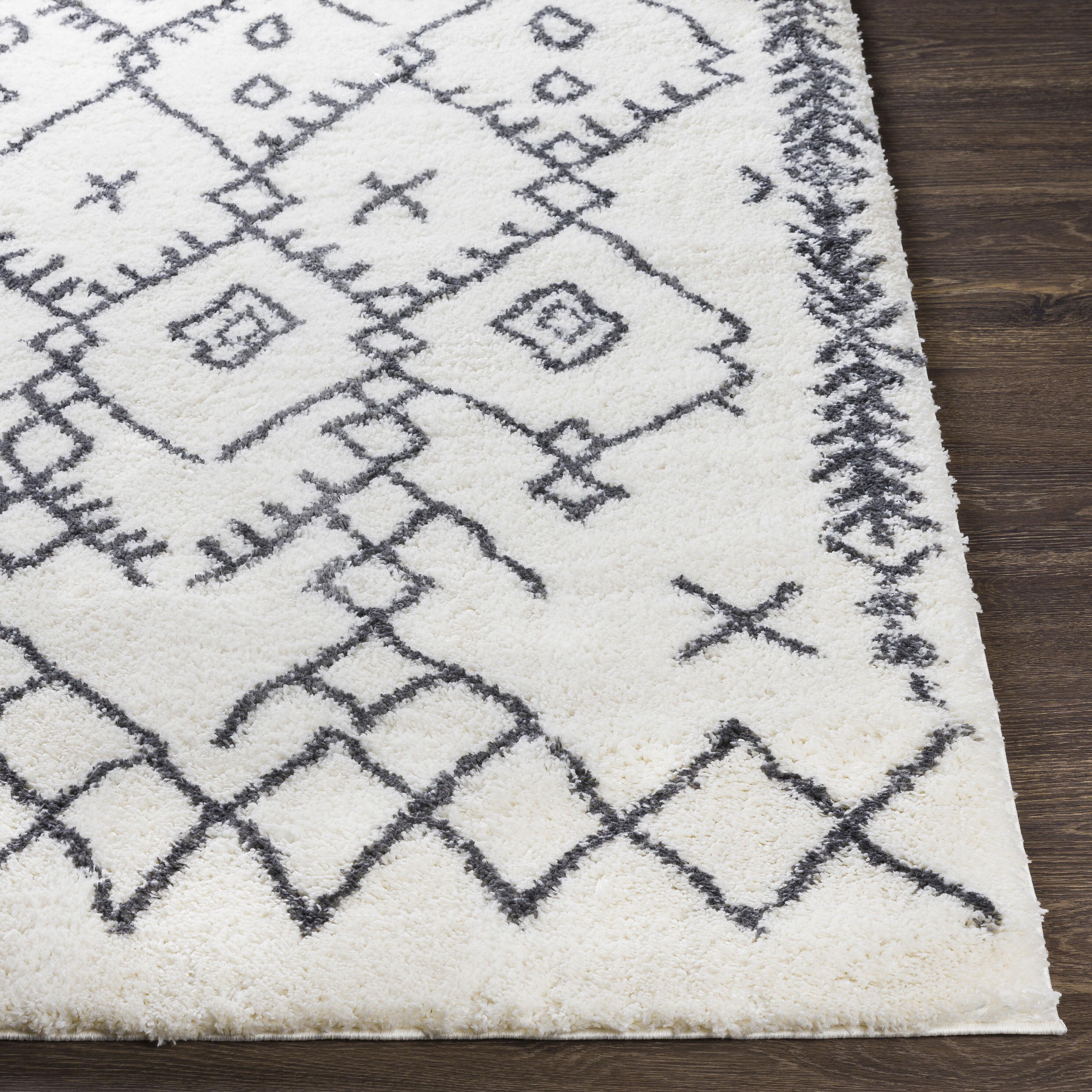 Aliyah Shag 87 X 63 inch Cream Rug in 5 x 8, Rectangle