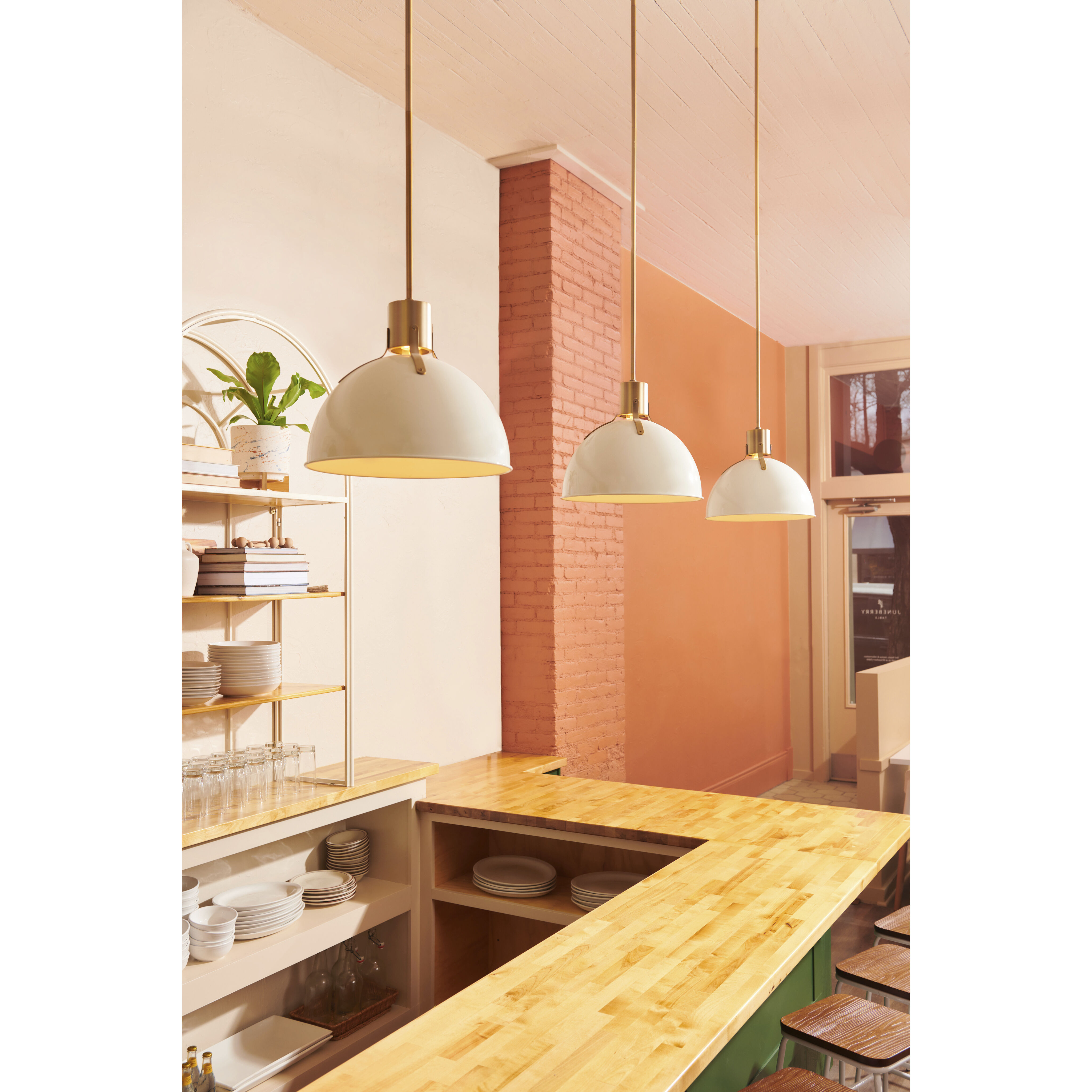 Argo LED 20 inch Polished White with Lacquered Brass Indoor Pendant Ceiling Light