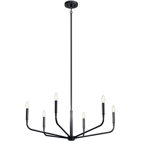 Madden 6 Light Black Chandelier Ceiling Light, 1 Tier Medium