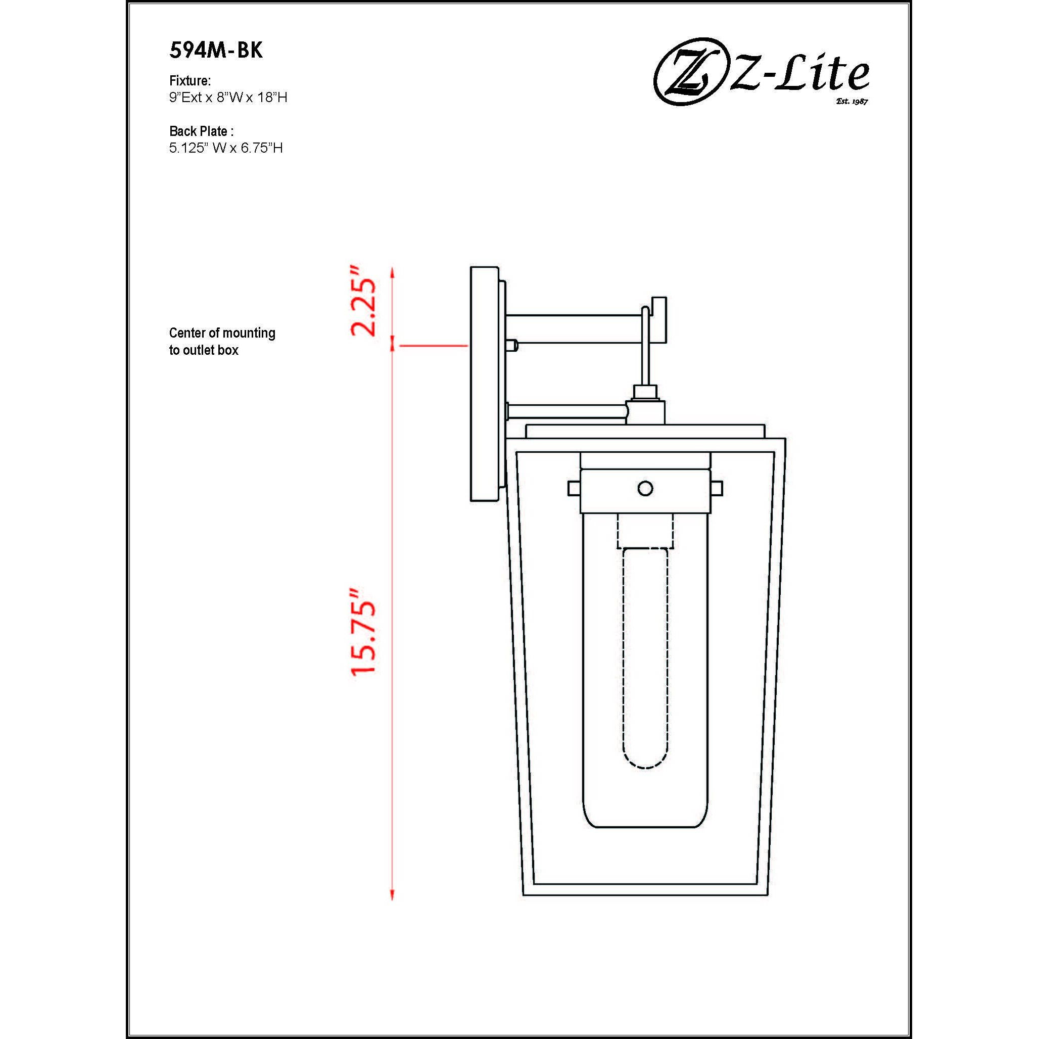 Sheridan 1 Light 18 inch Black Outdoor Wall Light