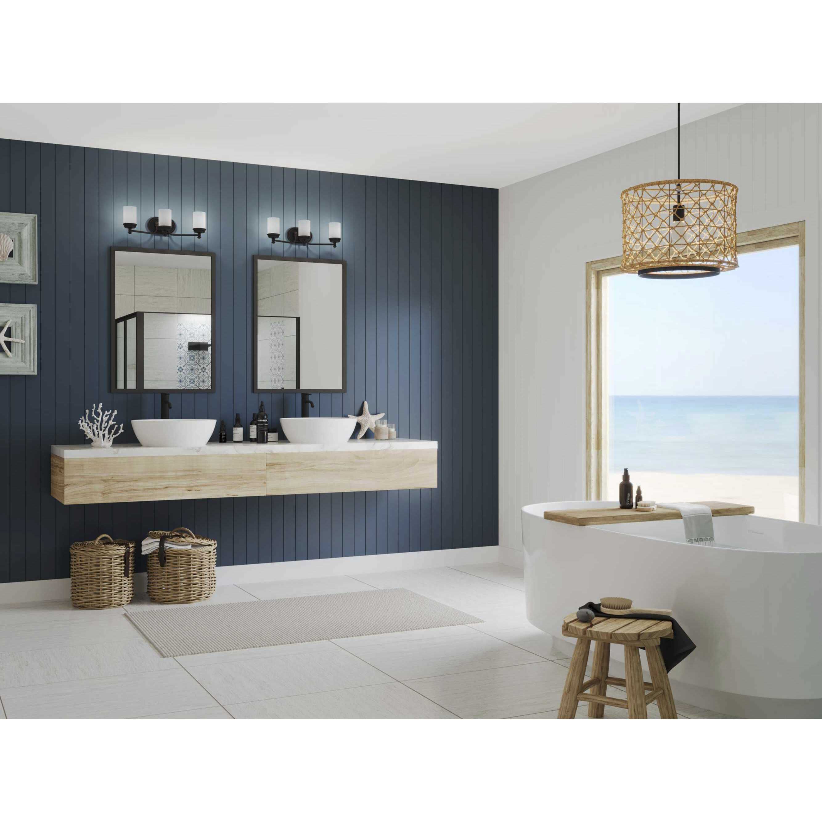 Glide 3 Light 24 inch Rubbed Bronze Bath Vanity Wall Light, Design Series