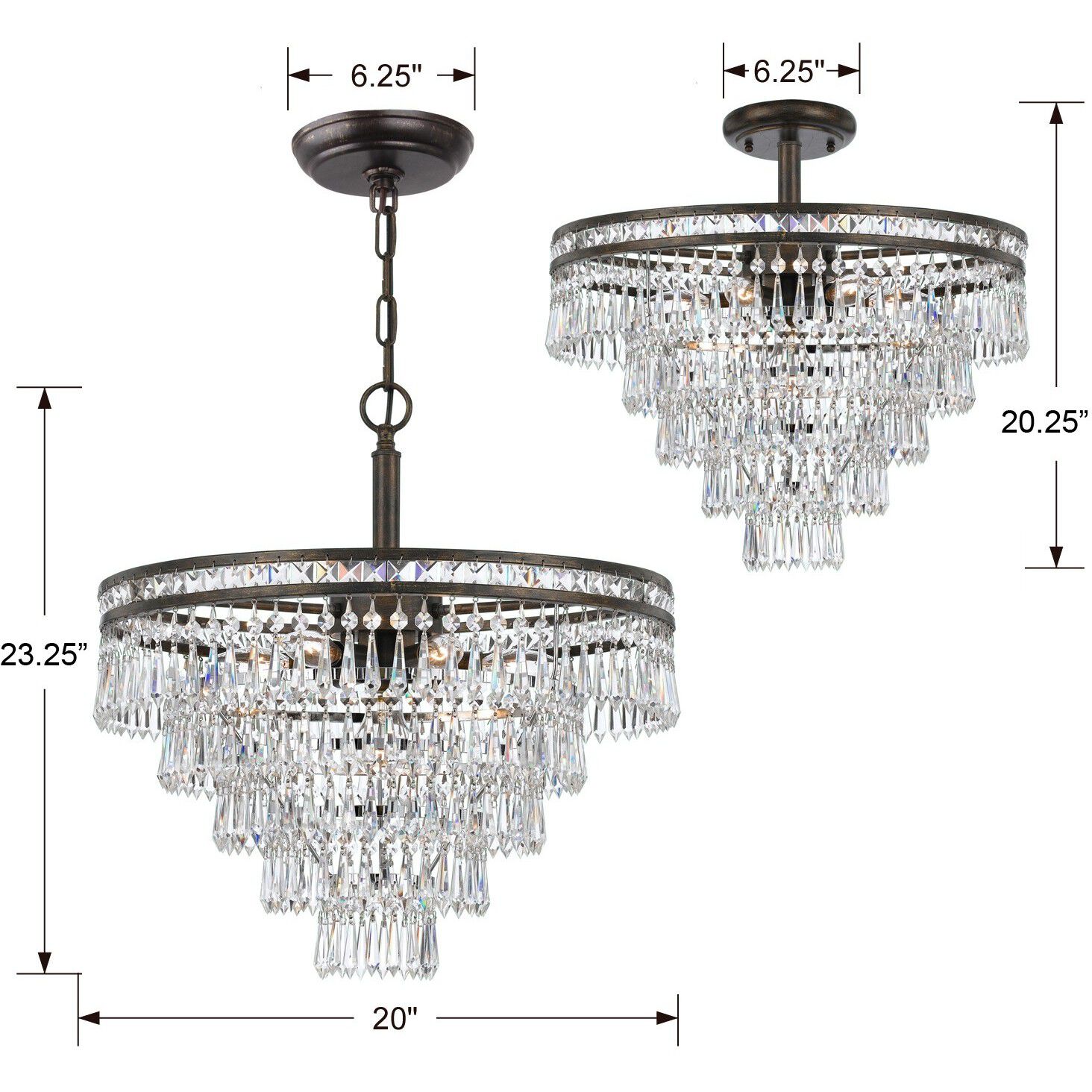 Mercer 7 Light 20 inch English Bronze Semi Flush Ceiling Light