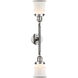 Franklin Restoration Small Canton 2 Light 17 inch Polished Nickel Bath Vanity Light Wall Light in Matte White Glass, Franklin Restoration
