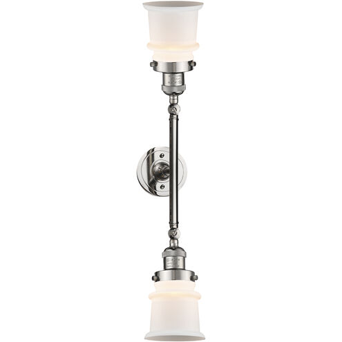 Franklin Restoration Small Canton 2 Light 17 inch Polished Nickel Bath Vanity Light Wall Light in Matte White Glass, Franklin Restoration